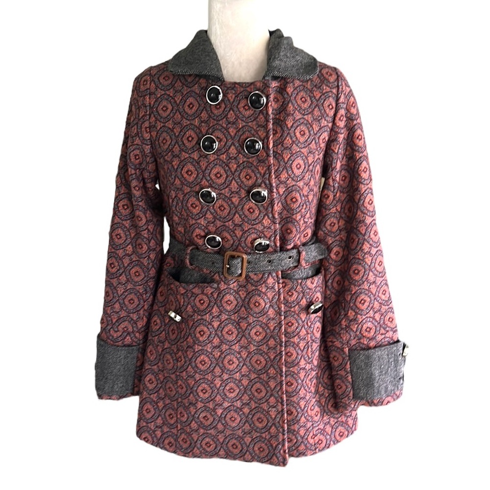 Anthropologie Knitted Dove Vintage Belted Double Breasted Jacket Blazer - S